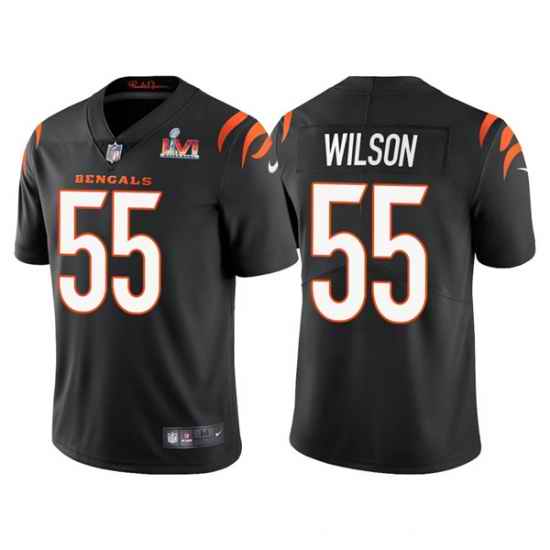 Men Cincinnati Bengals 55 Logan Wilson 2022 Black Super Bowl LVI Vapor Limited Stitched Jersey